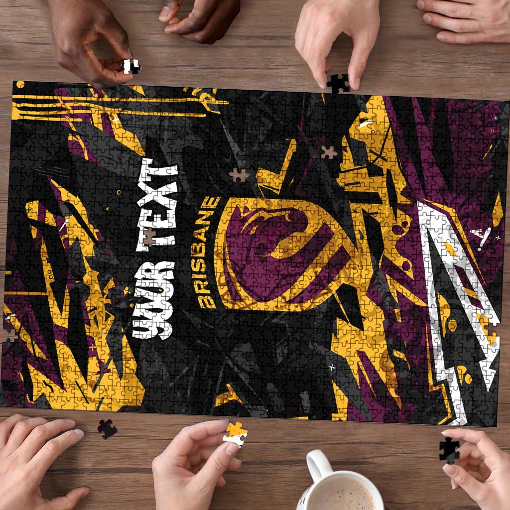 Personalized Brisbane Broncos Puzzle Graffiti Grunge Abstract Urban Street Style Design