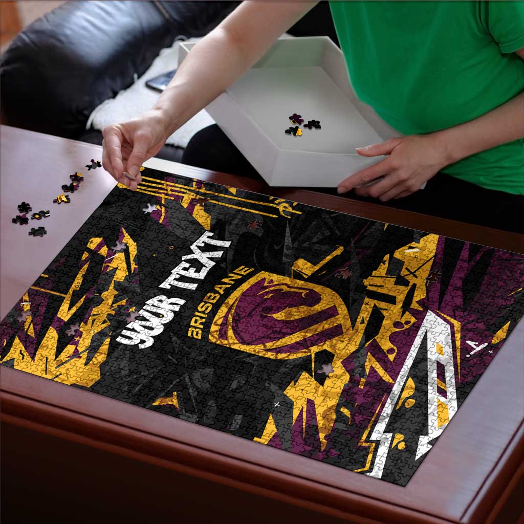 Personalized Brisbane Broncos Puzzle Graffiti Grunge Abstract Urban Street Style Design