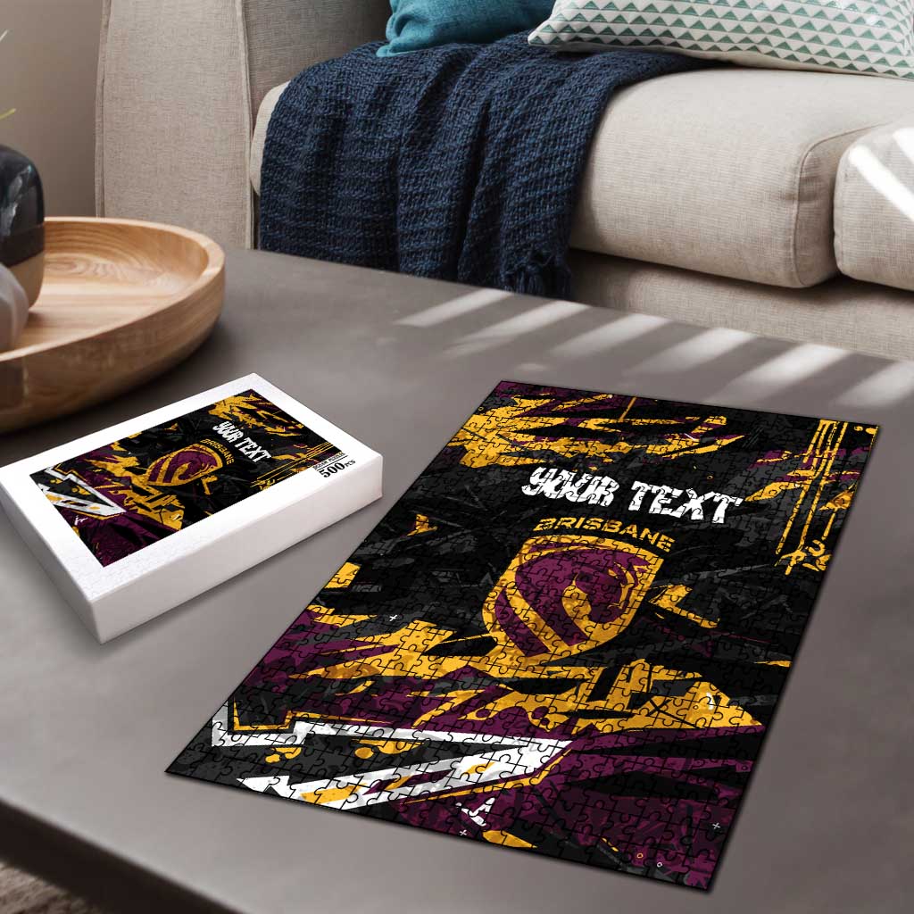 Personalized Brisbane Broncos Puzzle Graffiti Grunge Abstract Urban Street Style Design