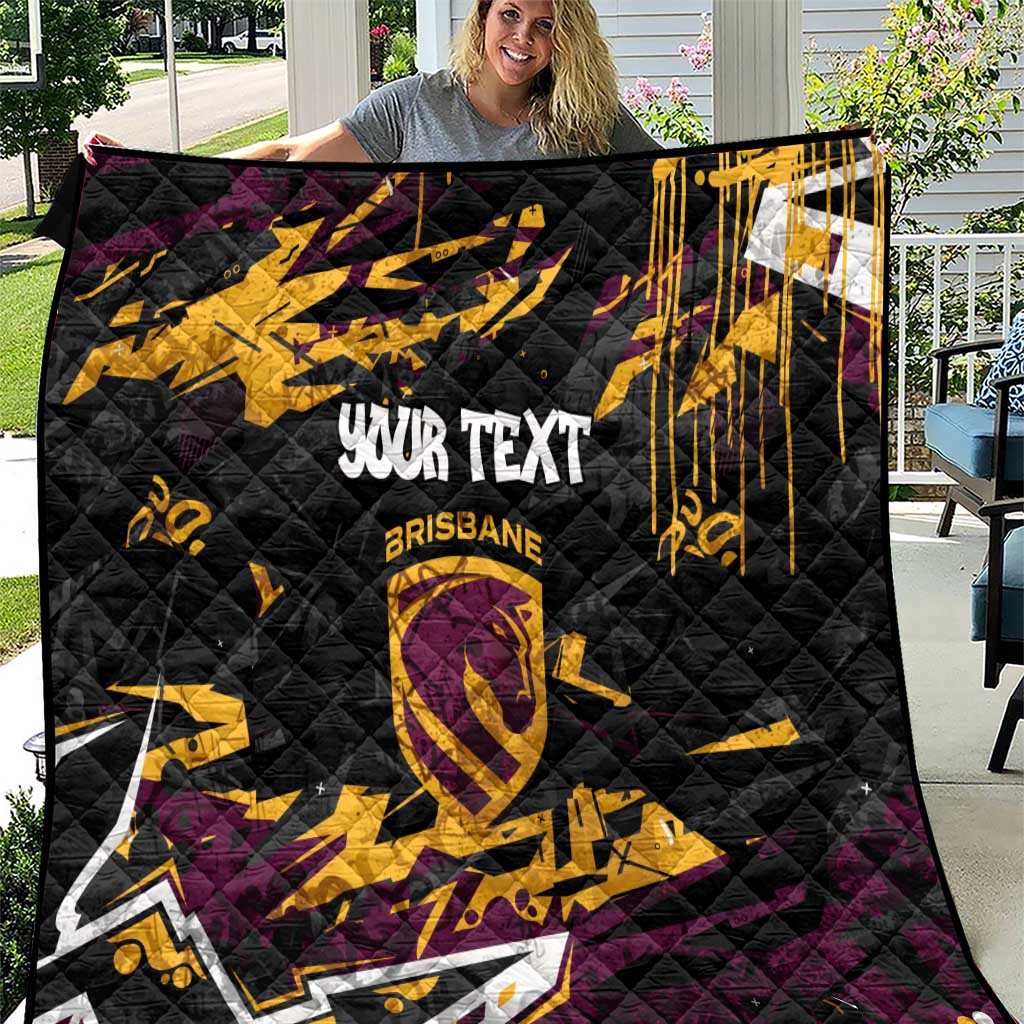 Personalized Brisbane Broncos Quilt Graffiti Grunge Abstract Urban Street Style Design