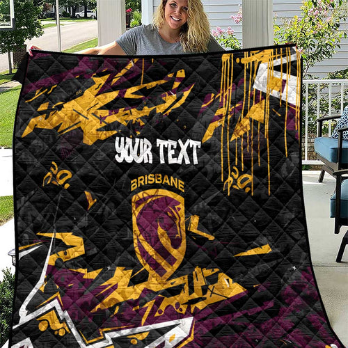 Personalized Brisbane Broncos Quilt Graffiti Grunge Abstract Urban Street Style Design