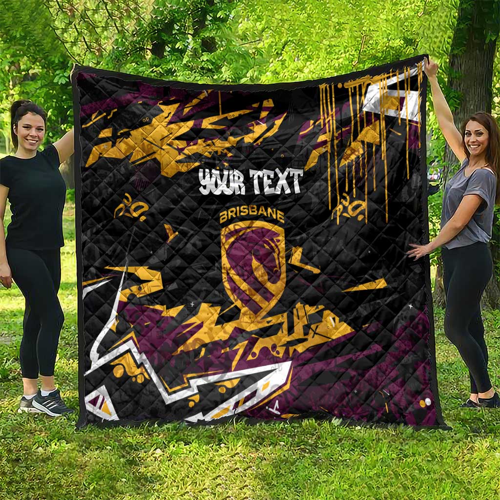 Personalized Brisbane Broncos Quilt Graffiti Grunge Abstract Urban Street Style Design