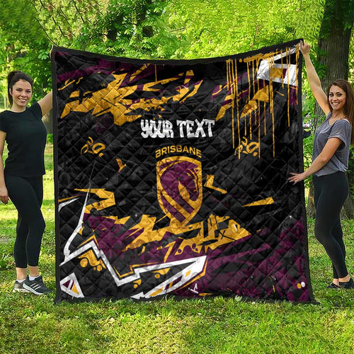 Personalized Brisbane Broncos Quilt Graffiti Grunge Abstract Urban Street Style Design