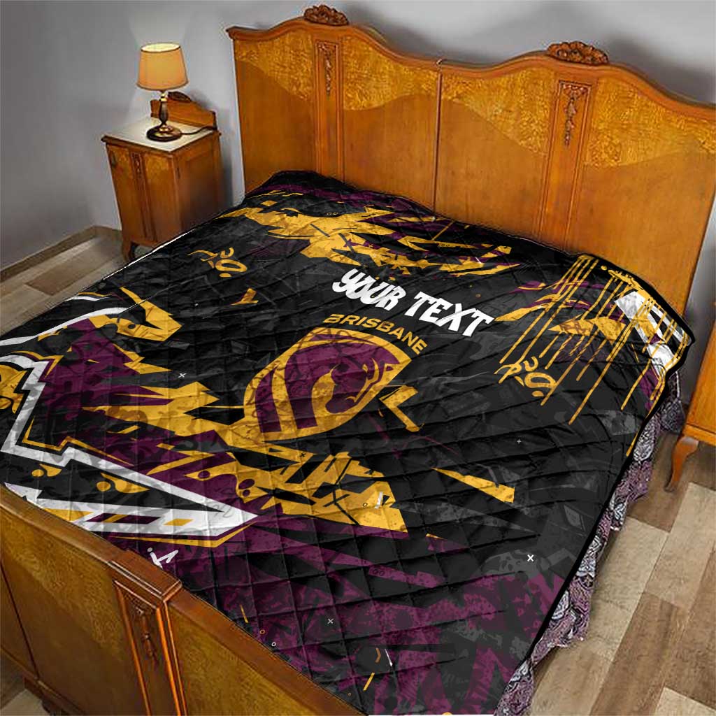 Personalized Brisbane Broncos Quilt Graffiti Grunge Abstract Urban Street Style Design