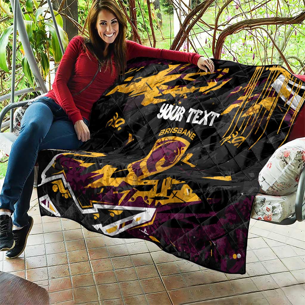 Personalized Brisbane Broncos Quilt Graffiti Grunge Abstract Urban Street Style Design