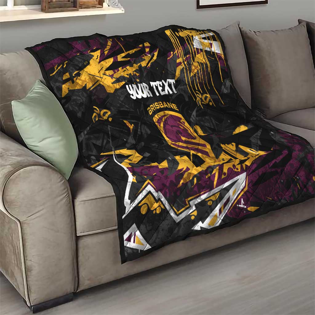 Personalized Brisbane Broncos Quilt Graffiti Grunge Abstract Urban Street Style Design