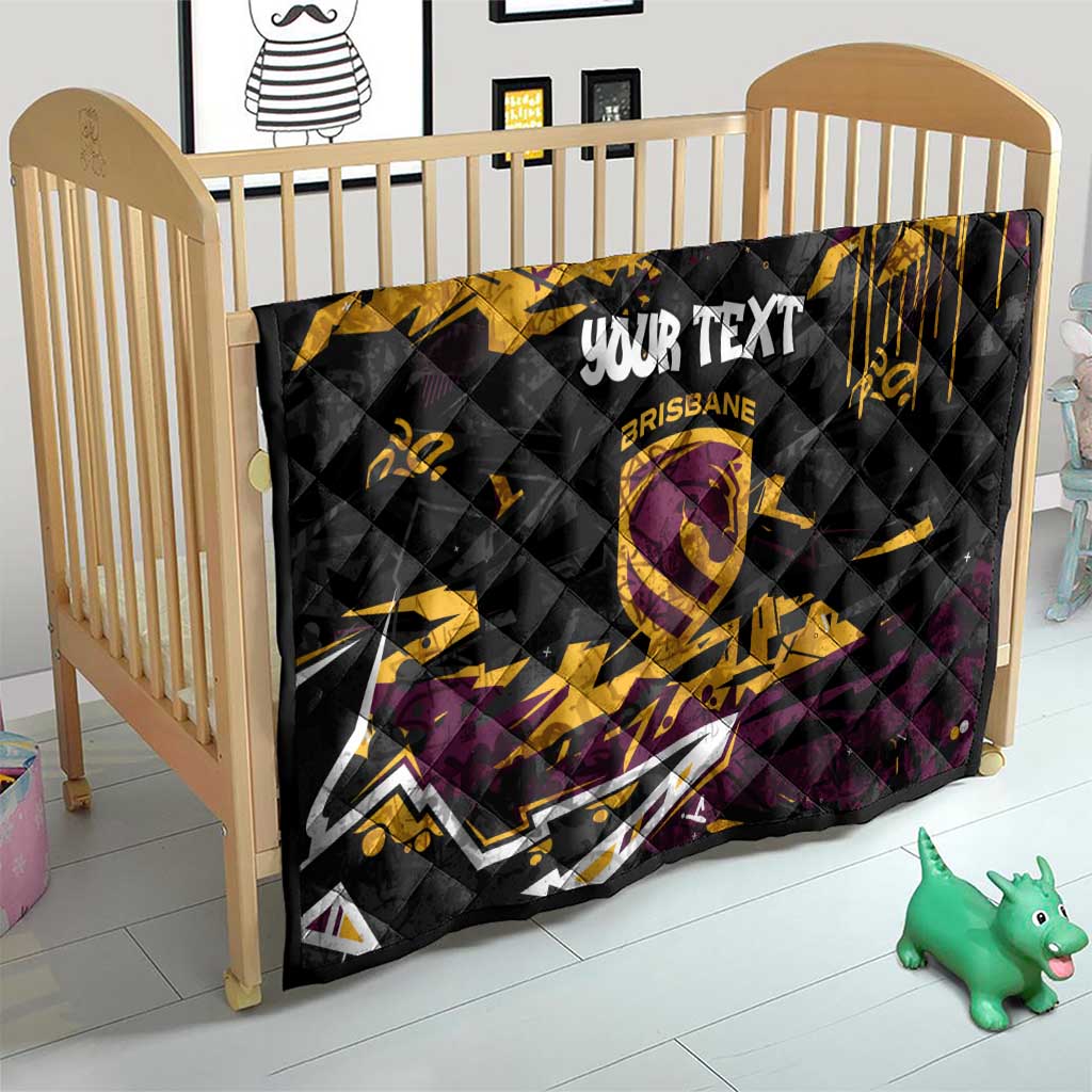 Personalized Brisbane Broncos Quilt Graffiti Grunge Abstract Urban Street Style Design