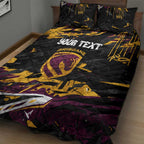 Personalized Brisbane Broncos Quilt Bed Set Graffiti Grunge Abstract Urban Street Style Design