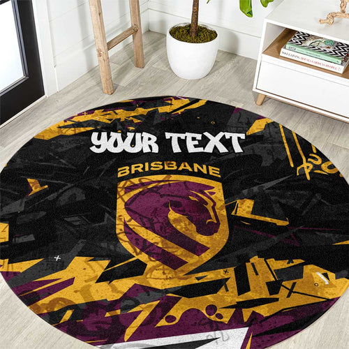 Personalized Brisbane Broncos Round Carpet Graffiti Grunge Abstract Urban Street Style Design