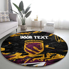 Personalized Brisbane Broncos Round Carpet Graffiti Grunge Abstract Urban Street Style Design