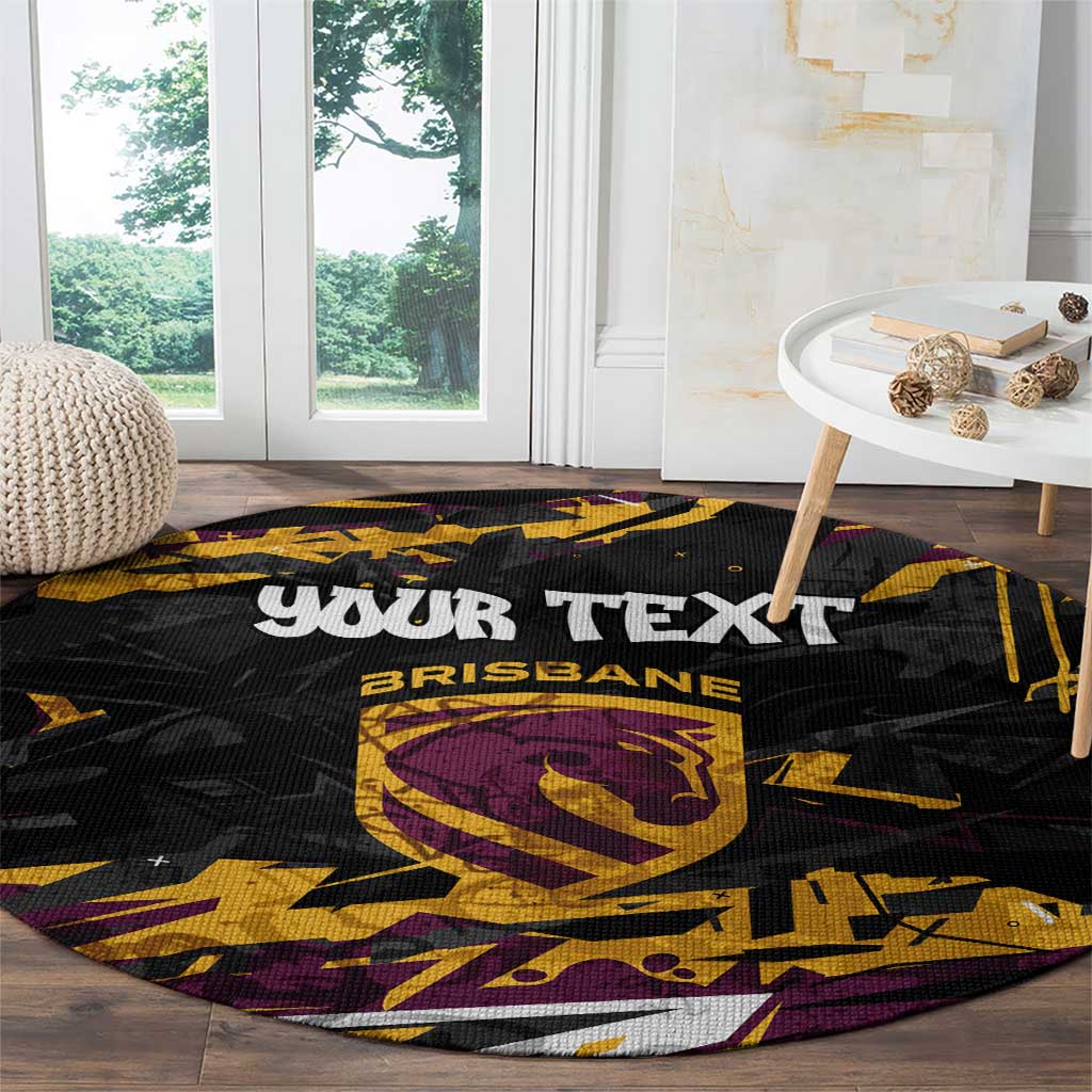 Personalized Brisbane Broncos Round Carpet Graffiti Grunge Abstract Urban Street Style Design