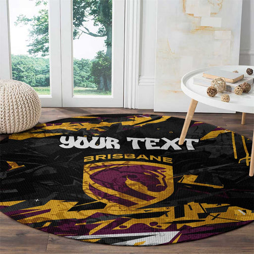 Personalized Brisbane Broncos Round Carpet Graffiti Grunge Abstract Urban Street Style Design