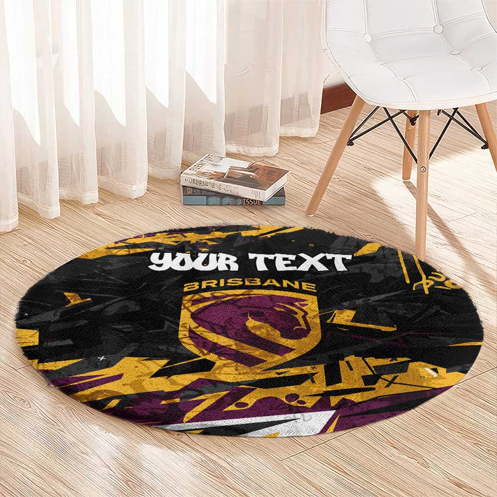 Personalized Brisbane Broncos Round Carpet Graffiti Grunge Abstract Urban Street Style Design