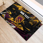 Personalized Brisbane Broncos Rubber Doormat Graffiti Grunge Abstract Urban Street Style Design