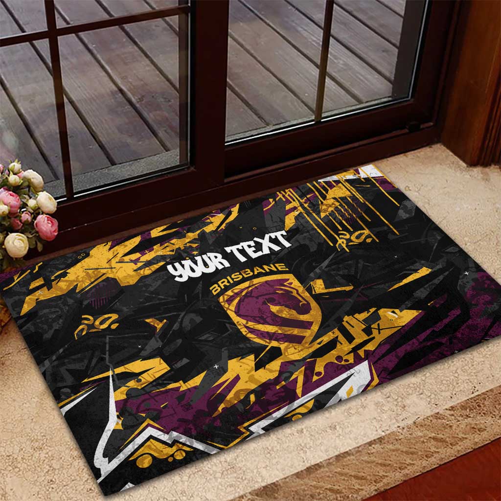 Personalized Brisbane Broncos Rubber Doormat Graffiti Grunge Abstract Urban Street Style Design