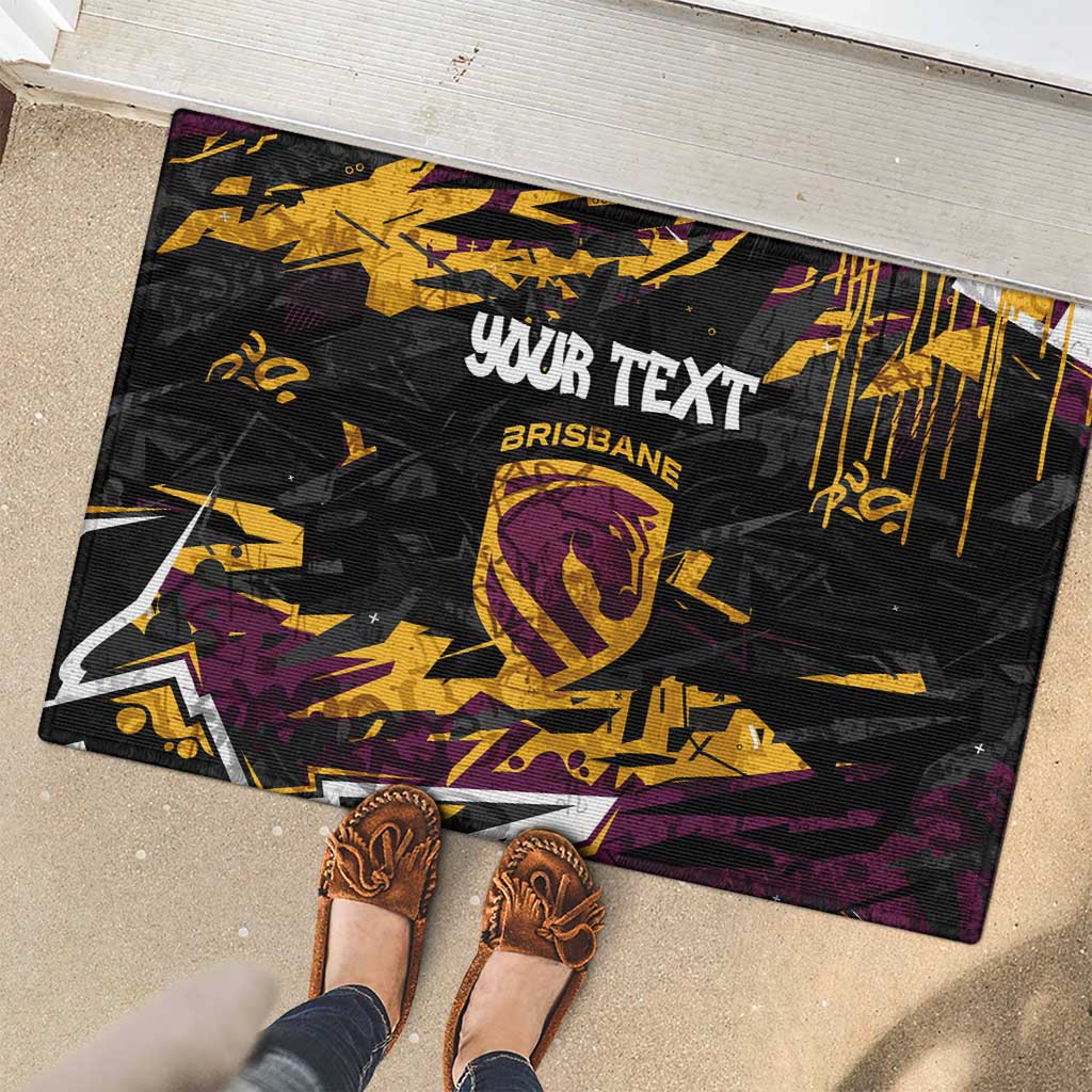 Personalized Brisbane Broncos Rubber Doormat Graffiti Grunge Abstract Urban Street Style Design