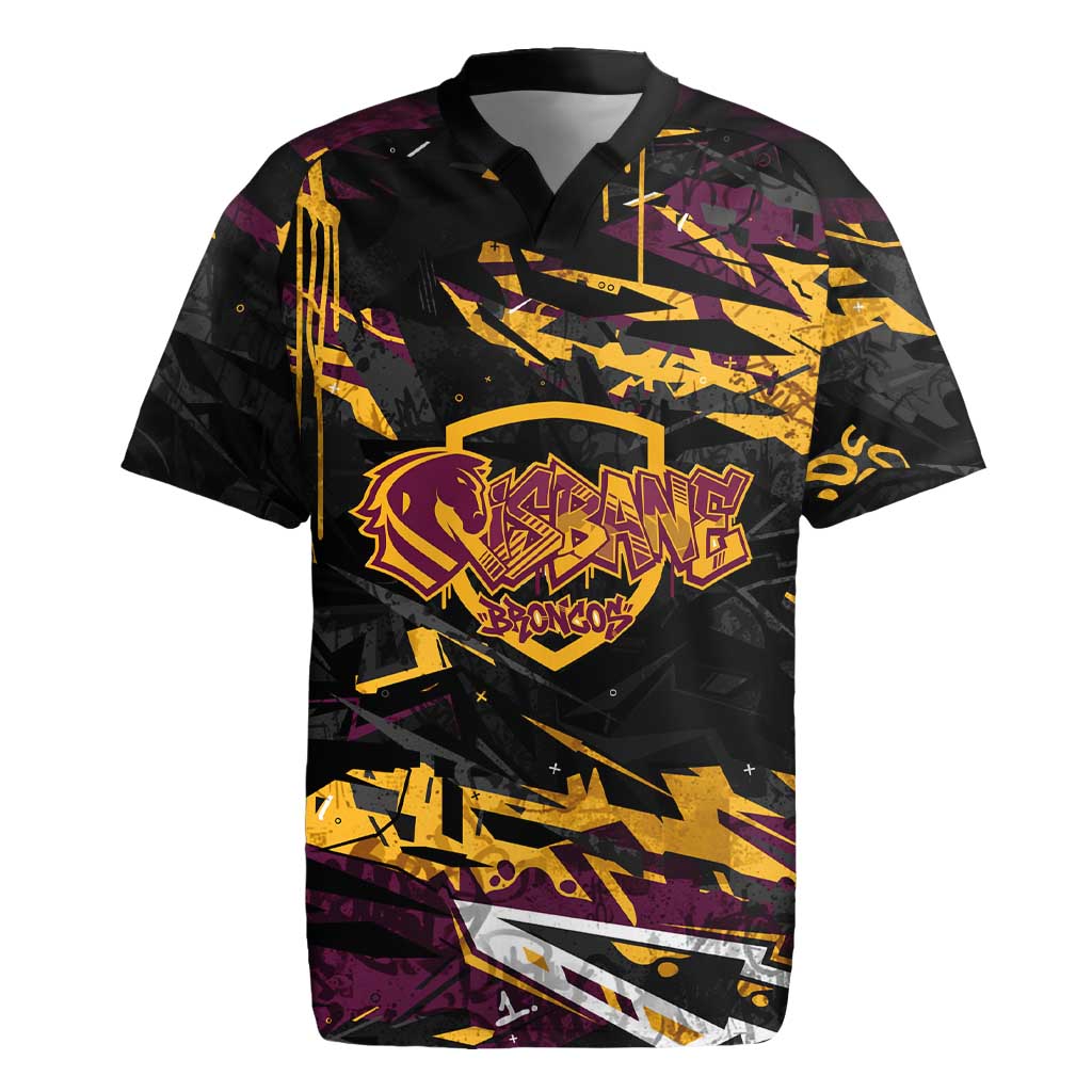 Personalized Brisbane Broncos Rugby Jersey Graffiti Grunge Abstract Urban Street Style Design