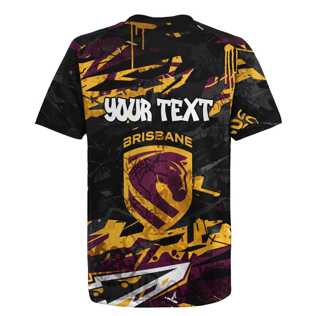 Personalized Brisbane Broncos Rugby Jersey Graffiti Grunge Abstract Urban Street Style Design