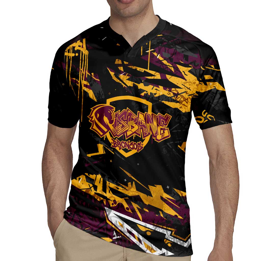 Personalized Brisbane Broncos Rugby Jersey Graffiti Grunge Abstract Urban Street Style Design