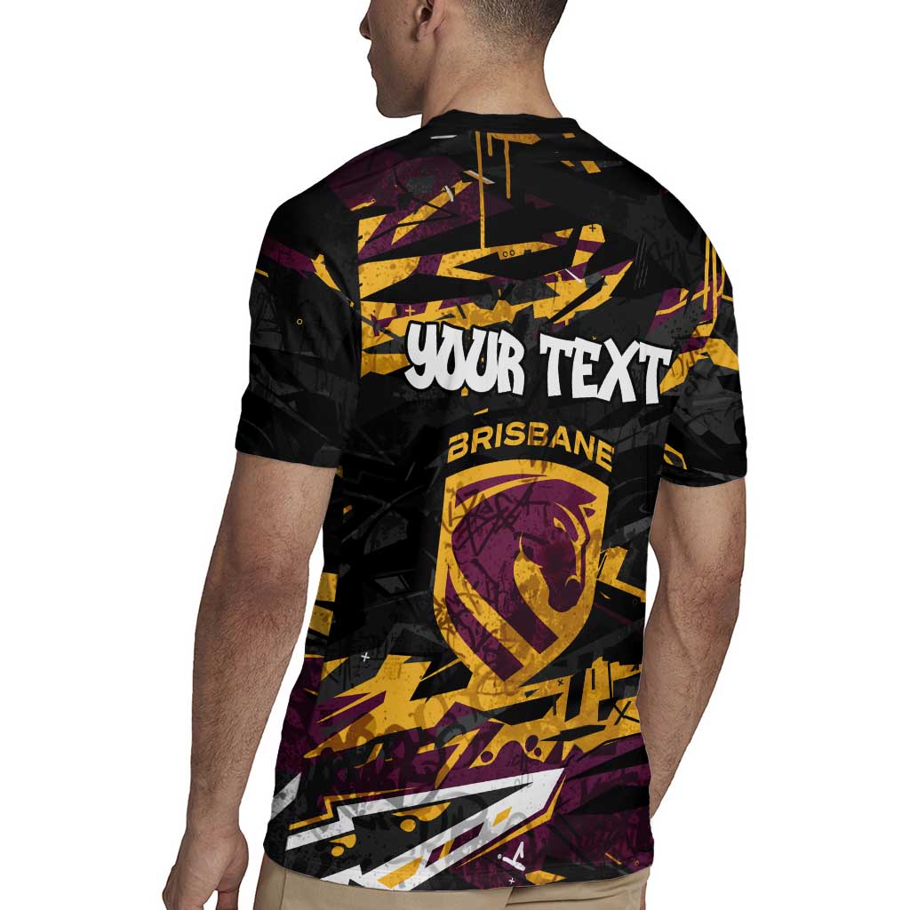 Personalized Brisbane Broncos Rugby Jersey Graffiti Grunge Abstract Urban Street Style Design