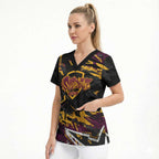 Personalized Brisbane Broncos Scrub Top Graffiti Grunge Abstract Urban Street Style Design