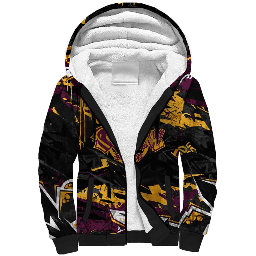 Personalized Brisbane Broncos Sherpa Hoodie Graffiti Grunge Abstract Urban Street Style Design