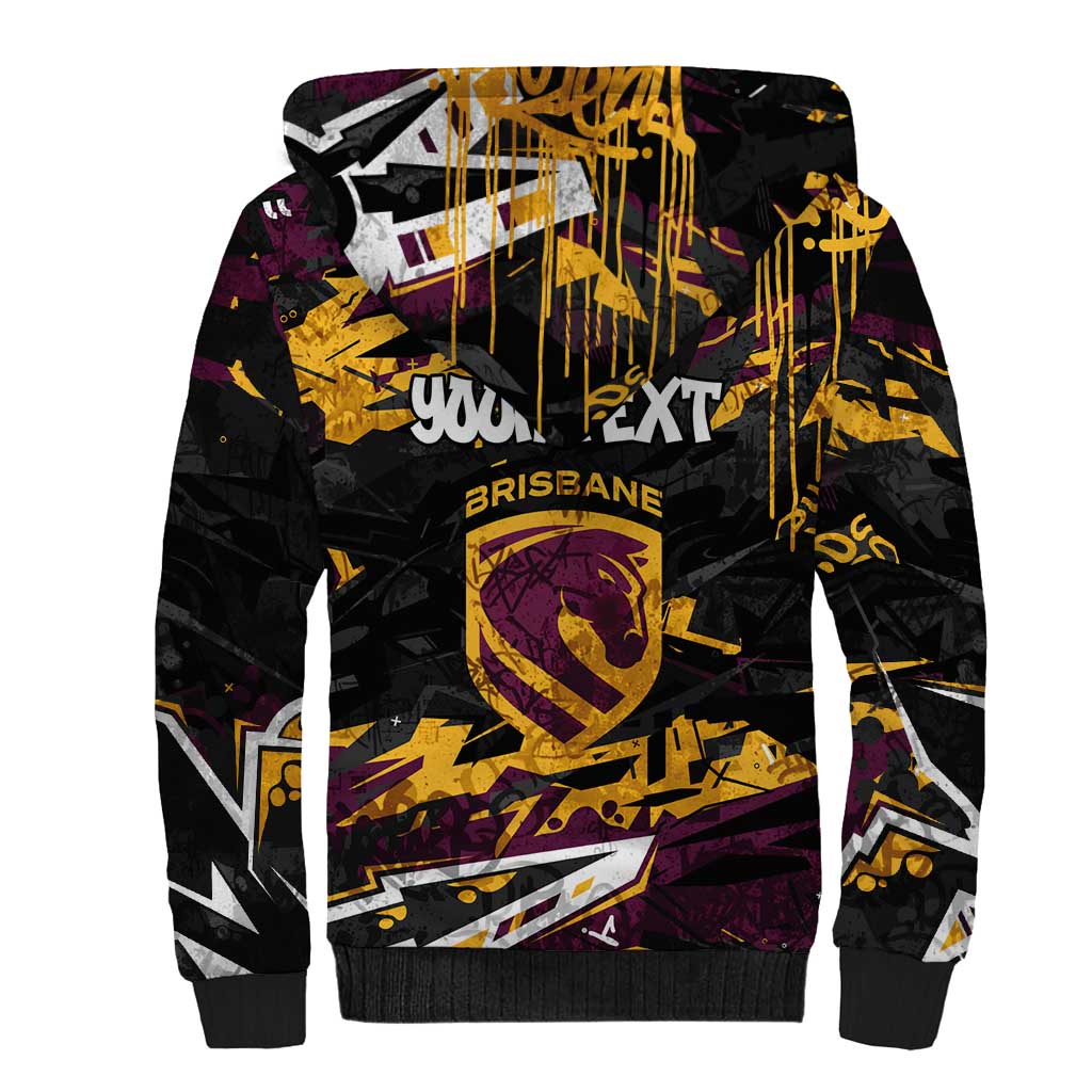 Personalized Brisbane Broncos Sherpa Hoodie Graffiti Grunge Abstract Urban Street Style Design