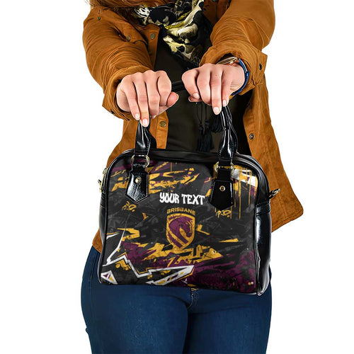 Personalized Brisbane Broncos Shoulder Handbag Graffiti Grunge Abstract Urban Street Style Design