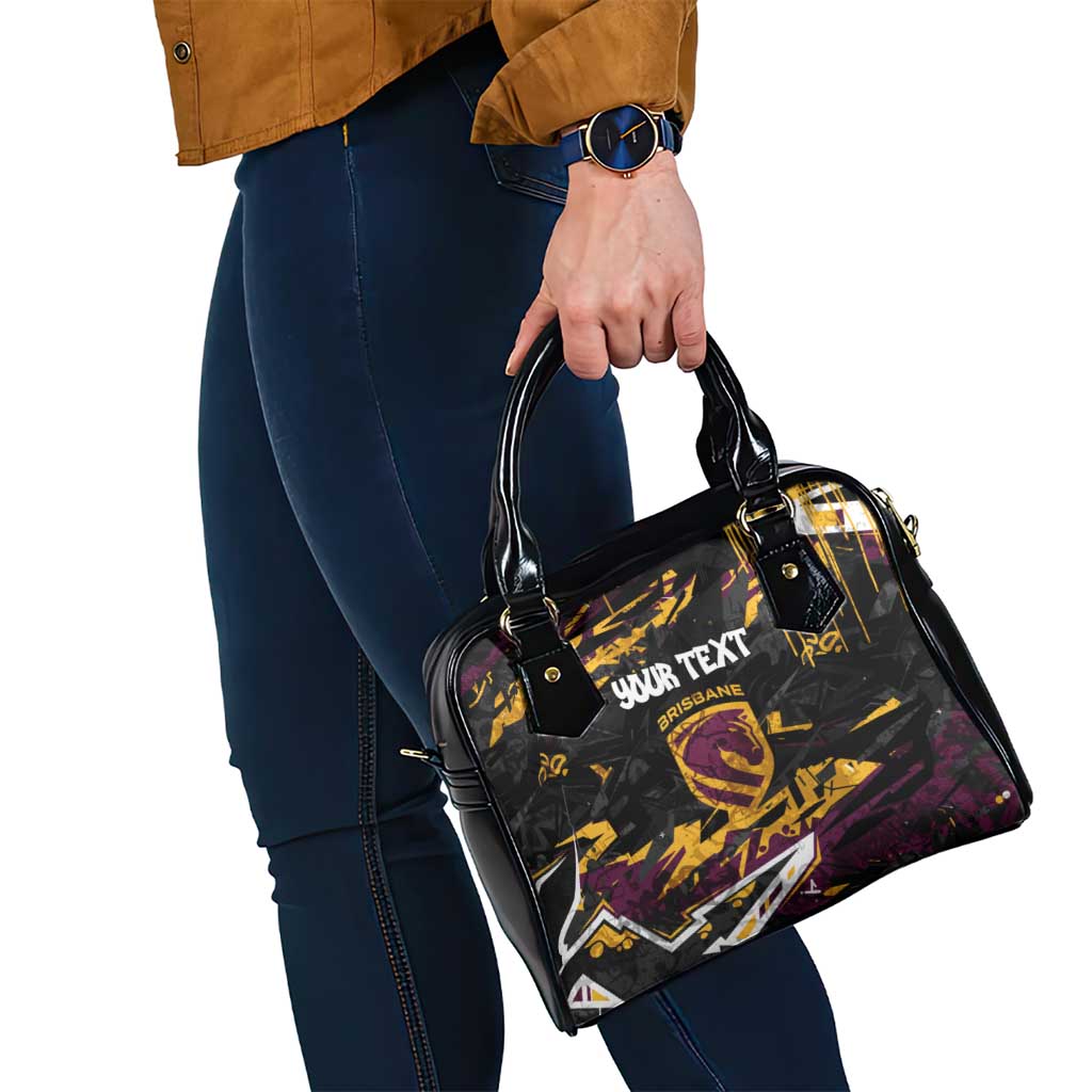 Personalized Brisbane Broncos Shoulder Handbag Graffiti Grunge Abstract Urban Street Style Design
