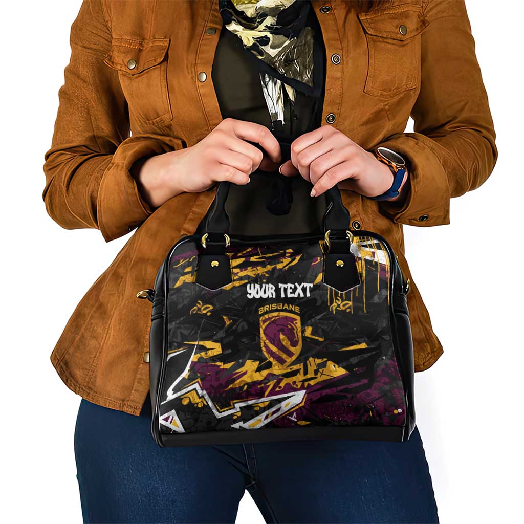 Personalized Brisbane Broncos Shoulder Handbag Graffiti Grunge Abstract Urban Street Style Design