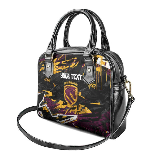 Personalized Brisbane Broncos Shoulder Handbag Graffiti Grunge Abstract Urban Street Style Design