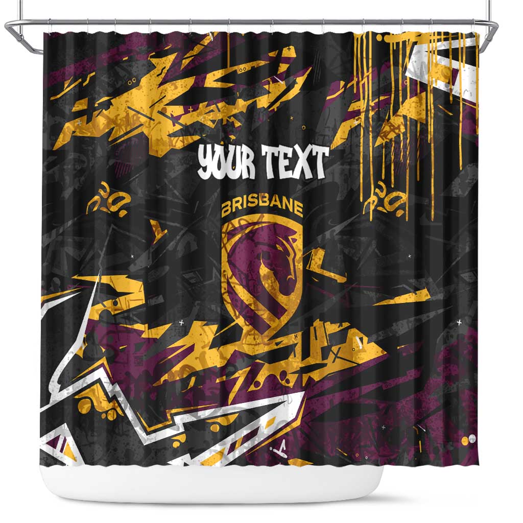 Personalized Brisbane Broncos Shower Curtain Graffiti Grunge Abstract Urban Street Style Design