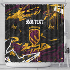 Personalized Brisbane Broncos Shower Curtain Graffiti Grunge Abstract Urban Street Style Design