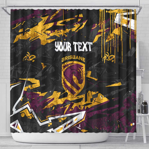 Personalized Brisbane Broncos Shower Curtain Graffiti Grunge Abstract Urban Street Style Design