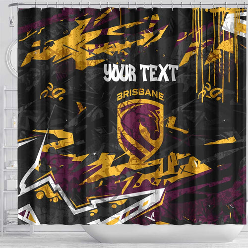 Personalized Brisbane Broncos Shower Curtain Graffiti Grunge Abstract Urban Street Style Design