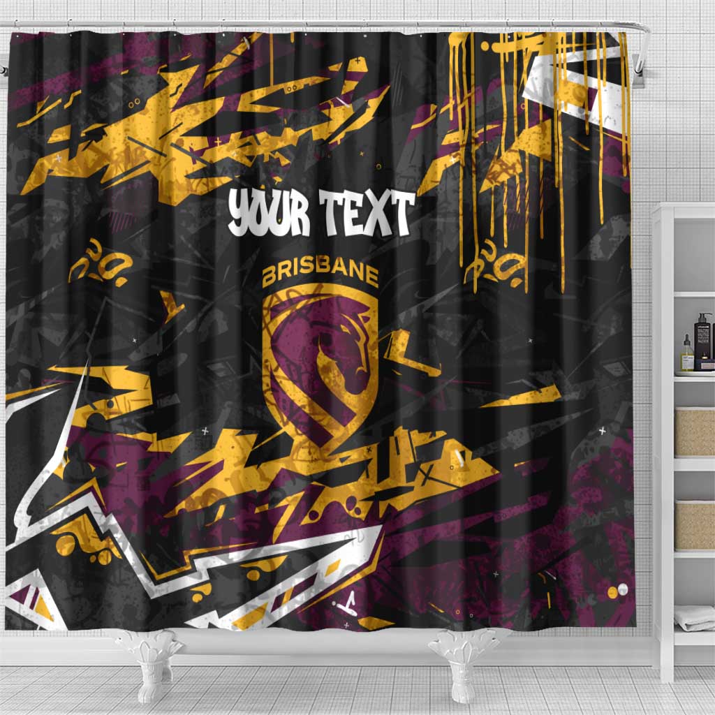 Personalized Brisbane Broncos Shower Curtain Graffiti Grunge Abstract Urban Street Style Design