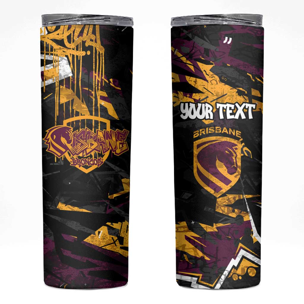 Personalized Brisbane Broncos Skinny Tumbler Graffiti Grunge Abstract Urban Street Style Design