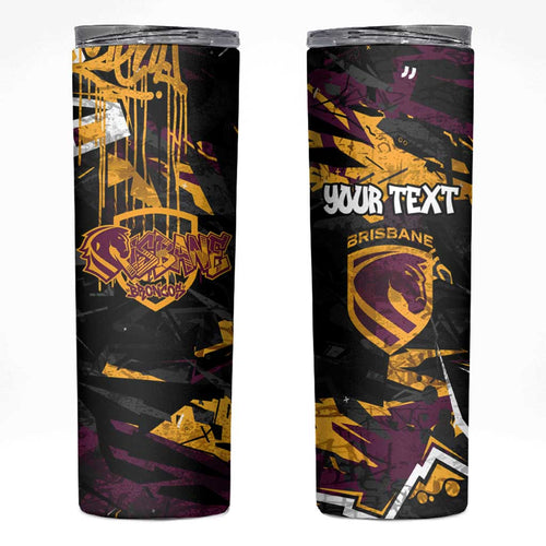 Personalized Brisbane Broncos Skinny Tumbler Graffiti Grunge Abstract Urban Street Style Design