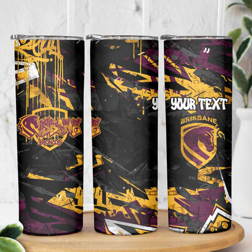 Personalized Brisbane Broncos Skinny Tumbler Graffiti Grunge Abstract Urban Street Style Design
