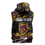 Personalized Brisbane Broncos Sleeveless Hoodie Graffiti Grunge Abstract Urban Street Style Design