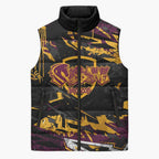 Personalized Brisbane Broncos Sleeveless Puffer Jacket Graffiti Grunge Abstract Urban Street Style Design