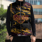 Personalized Brisbane Broncos Sleeveless Puffer Jacket Graffiti Grunge Abstract Urban Street Style Design