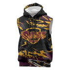 Personalized Brisbane Broncos Sleeveless Zip Hoodie Graffiti Grunge Abstract Urban Street Style Design