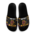 Personalized Brisbane Broncos Slide Sandals Graffiti Grunge Abstract Urban Street Style Design