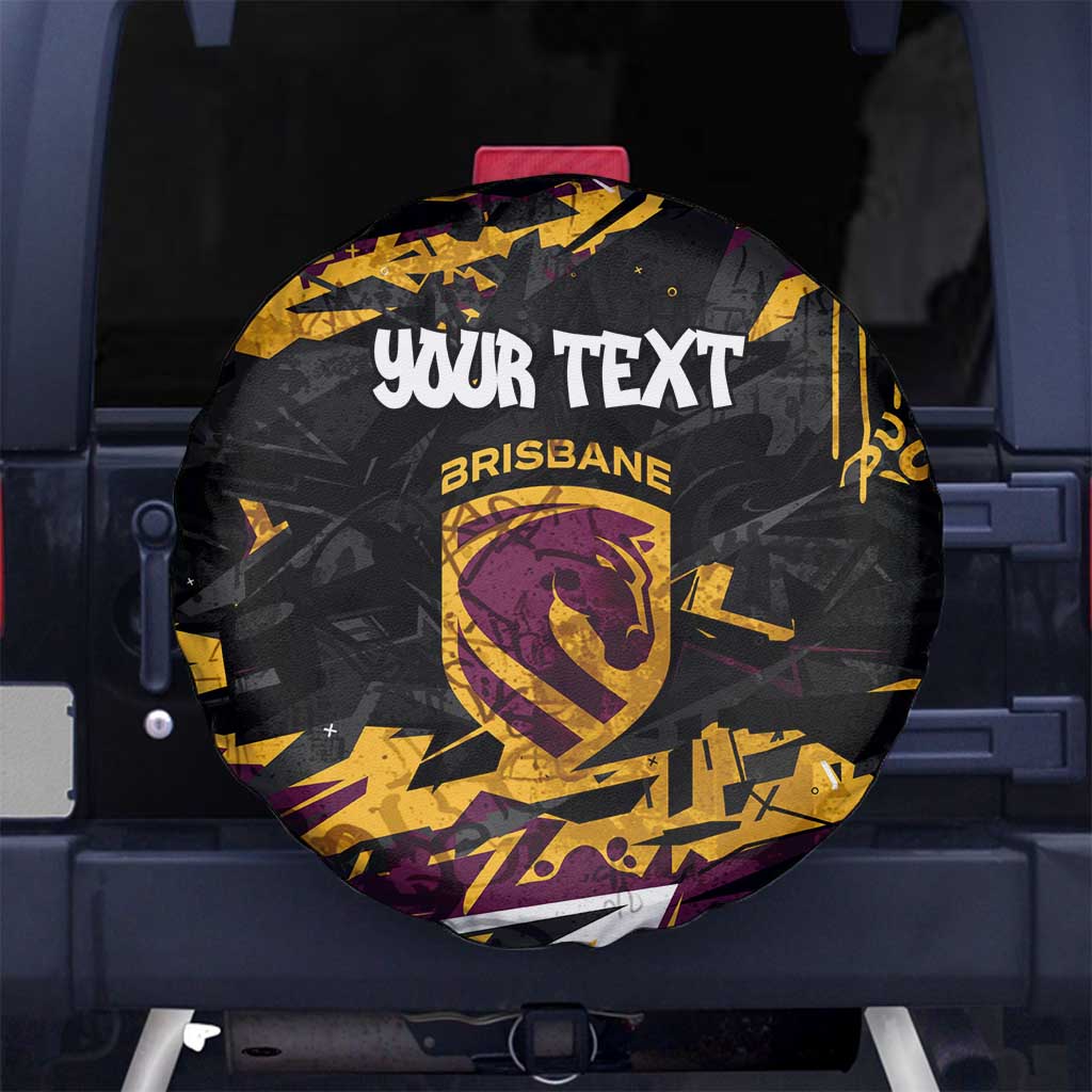 Personalized Brisbane Broncos Spare Tire Cover Graffiti Grunge Abstract Urban Street Style Design