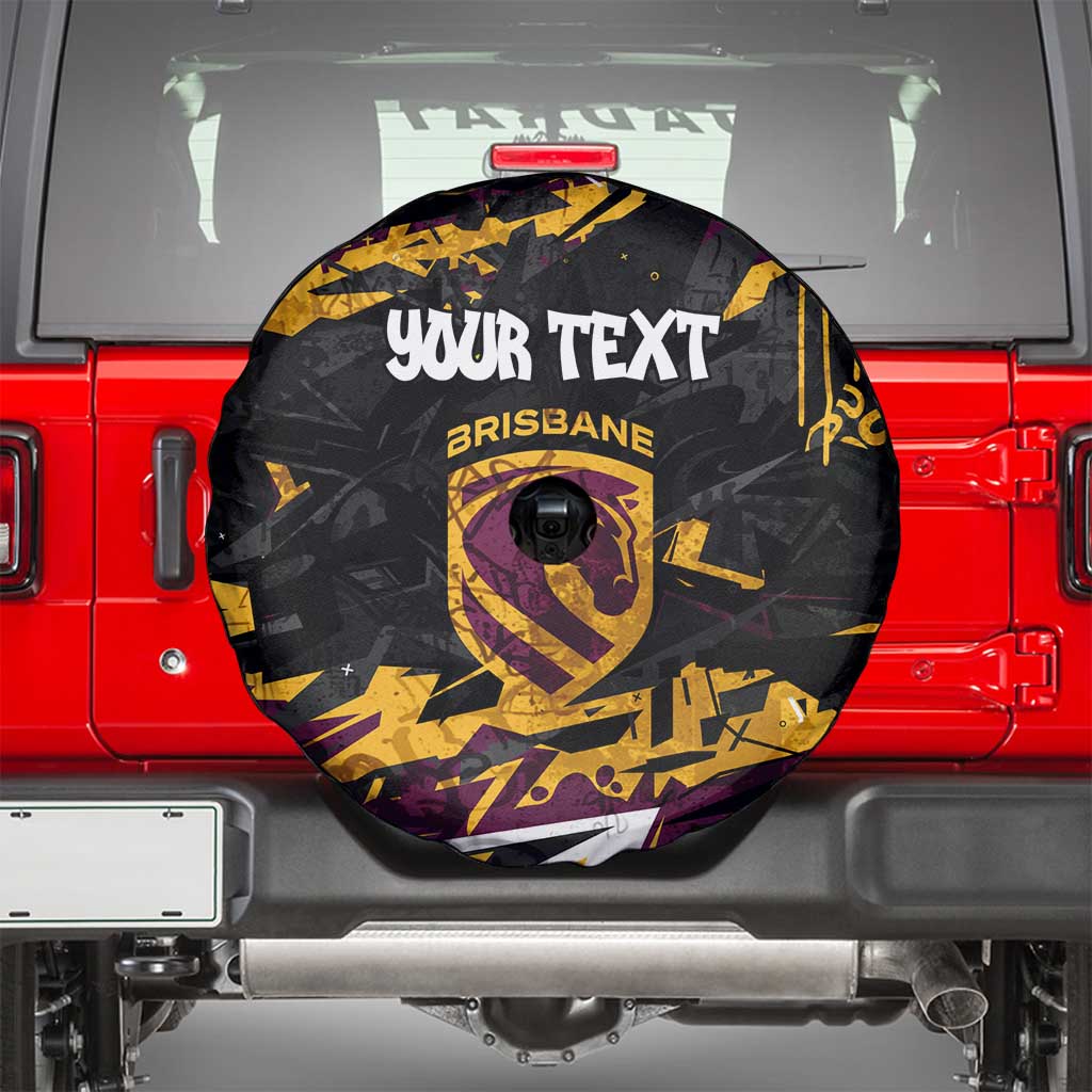 Personalized Brisbane Broncos Spare Tire Cover Graffiti Grunge Abstract Urban Street Style Design