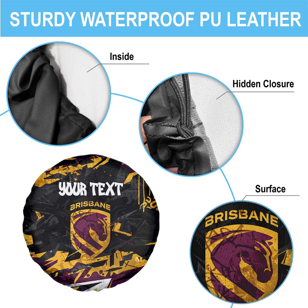 Personalized Brisbane Broncos Spare Tire Cover Graffiti Grunge Abstract Urban Street Style Design
