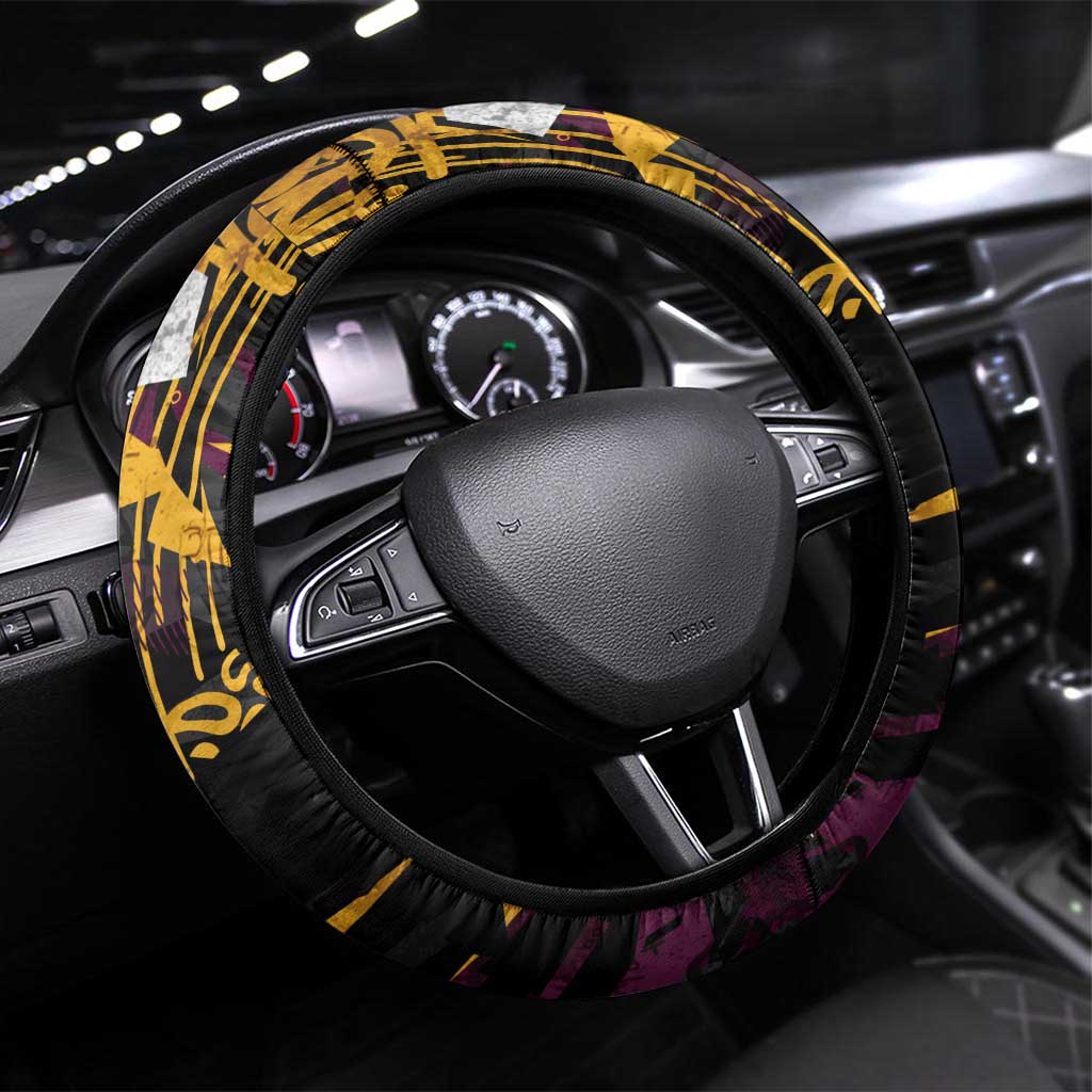 Brisbane Broncos Steering Wheel Cover Graffiti Grunge Abstract Urban Street Style Design