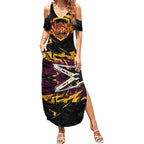Personalized Brisbane Broncos Summer Maxi Dress Graffiti Grunge Abstract Urban Street Style Design
