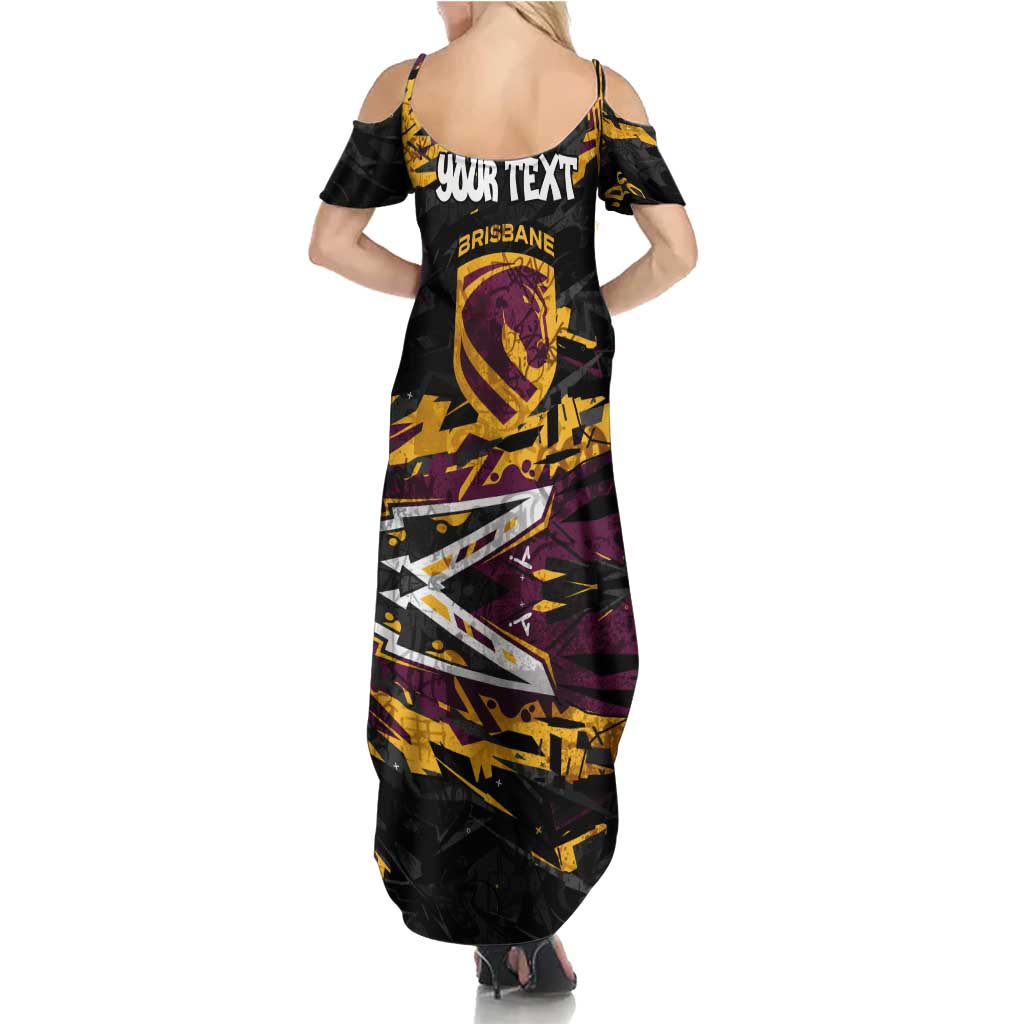 Personalized Brisbane Broncos Summer Maxi Dress Graffiti Grunge Abstract Urban Street Style Design